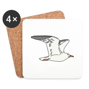 Möwe - Untersetzer (4er-Set) - Weiß - Vorne