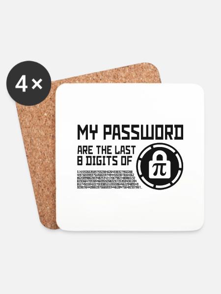 MEIN PASSWORT NACHKOMMASTELLEN PI MATHE GESCHENK - Untersetzer (4er-Set) - Weiß