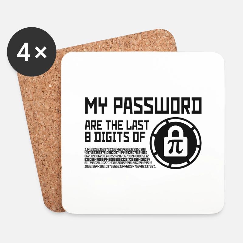 MY PASSWORD DECIMAL PLACES PI MATH GIFT - Coasters (set of 4) - white
