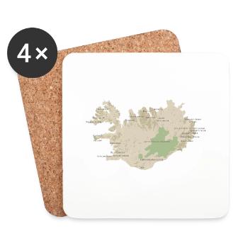 Map of Iceland - Coasters (set of 4) - white - Front