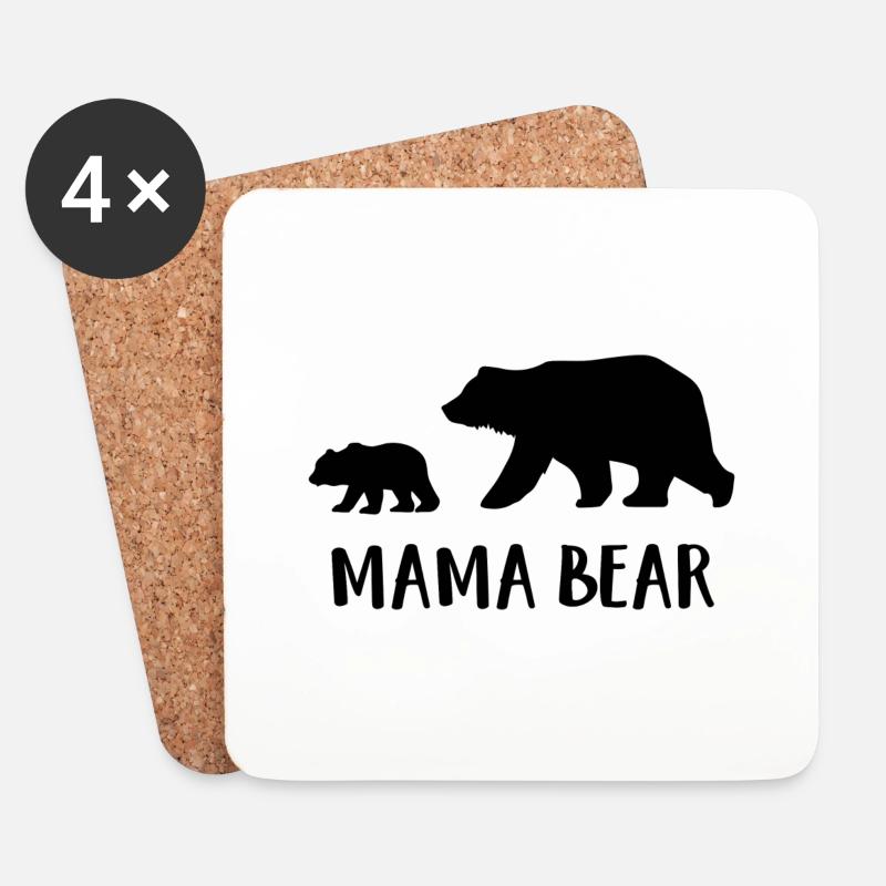 Mama Bear - Untersetzer (4er-Set) - Weiß