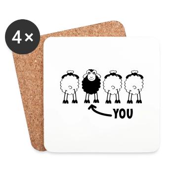 The black sheep that is you. be different - Coasters (set of 4) - white - Front