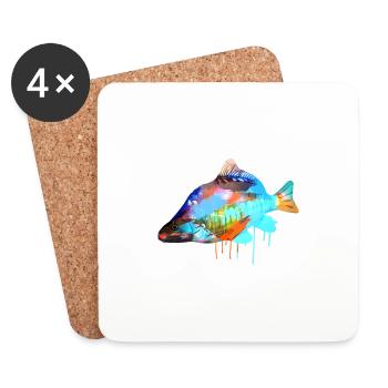carp,colorful,graffiti,painting,fish - Coasters (set of 4) - white - Front