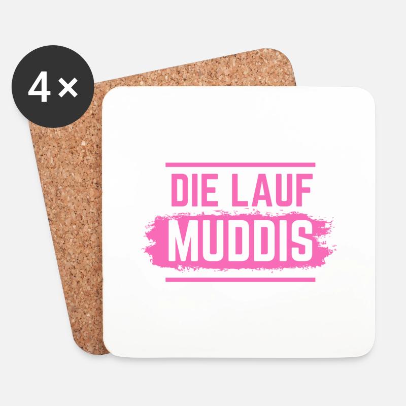 Muddy run shirt mud Matsch Laufshirt Team Muddi - Untersetzer (4er-Set) - Weiß