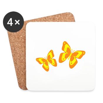 Papillon Papillon Insectes Printemps Été coloré - Dessous de verre (lot de 4) - blanc - Devant