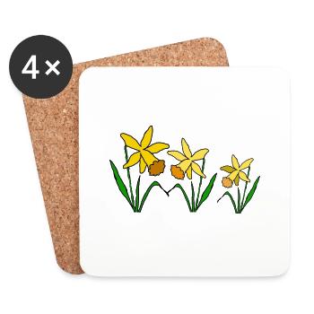 Daffodil Flowers Spring - Coasters (set of 4) - white - Front