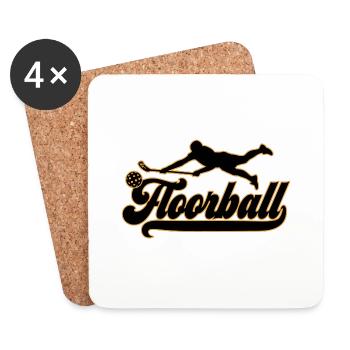 Les couleurs peuvent être modifiées | Joueur de Floorball Floorball - Dessous de verre (lot de 4) - blanc - Devant
