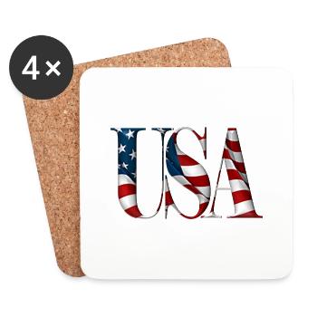 USA-Text - Untersetzer (4er-Set) - Weiß - Vorne