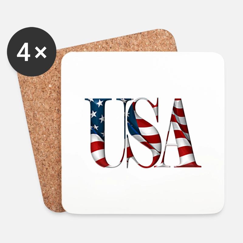 USA-Text - Untersetzer (4er-Set) - Weiß