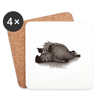 Wildschwein - Untersetzer (4er-Set) - Weiß - Vorne
