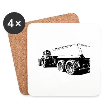 Tracteur - Dessous de verre (lot de 4) - blanc - Devant