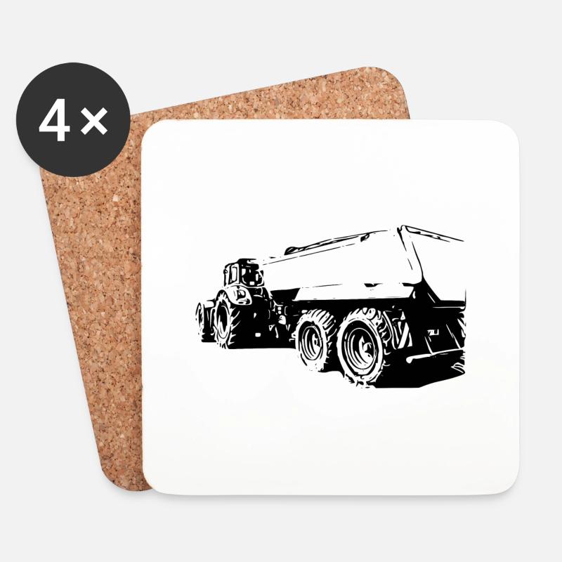 Tractor - Coasters (set of 4) - white
