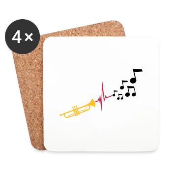 Notes Heartbeat Trumpet - Coasters (set of 4) - white - Front