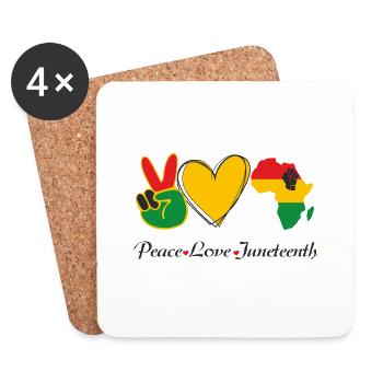 Peace Love Juneteenth, Jour de la Liberté Amérique Africaine - Dessous de verre (lot de 4) - blanc - Devant