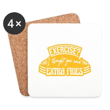 Exercise Extra Fries Quote - Coasters (set of 4) - white - Front