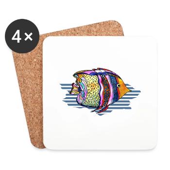 Poisson - Dessous de verre (lot de 4) - blanc - Devant