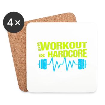 Gym Workout is Hardcore Training with Dumbbell - Coasters (set of 4) - white - Front