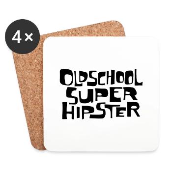Oldschool Super Hipster - Untersetzer (4er-Set) - Weiß - Vorne