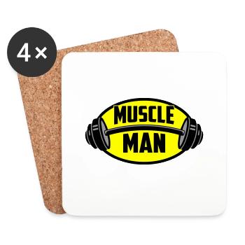 Farben änderbar | Muscle Man Logo - Untersetzer (4er-Set) - Weiß - Vorne