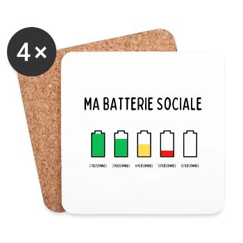 batterie sociale - Dessous de verre (lot de 4) - blanc - Devant