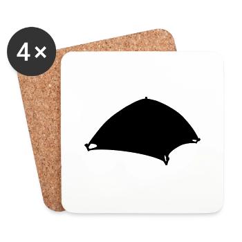 Silhouette Tente de Camping Design - Dessous de verre (lot de 4) - blanc - Devant