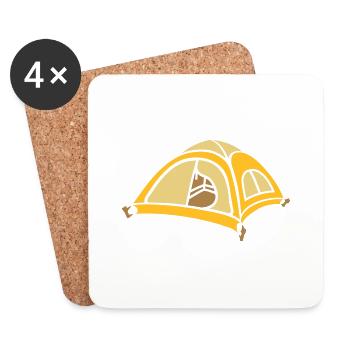 Design Cool Tente Camping - Dessous de verre (lot de 4) - blanc - Devant