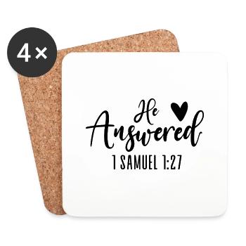 He Answered Samuel 1:27 - Untersetzer (4er-Set) - Weiß - Vorne