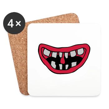 Conception de la bouche de monstre rieur - Dessous de verre (lot de 4) - blanc - Devant