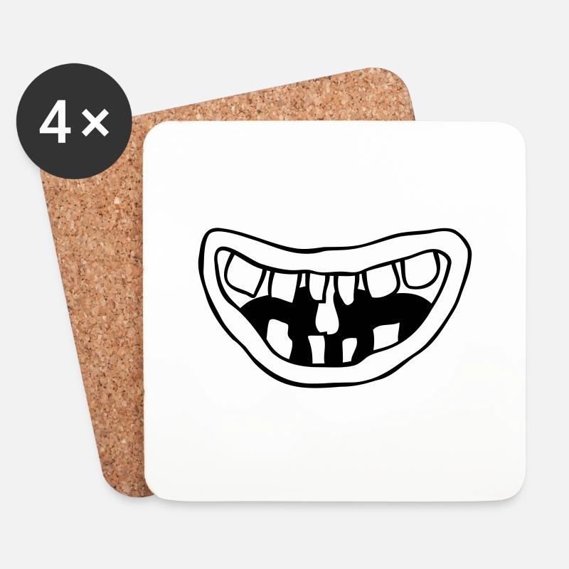 Design lachendes Monster Mund - Untersetzer (4er-Set) - Weiß