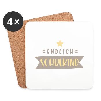 endlich Schulkind mit Stern - Untersetzer (4er-Set) - Weiß - Vorne