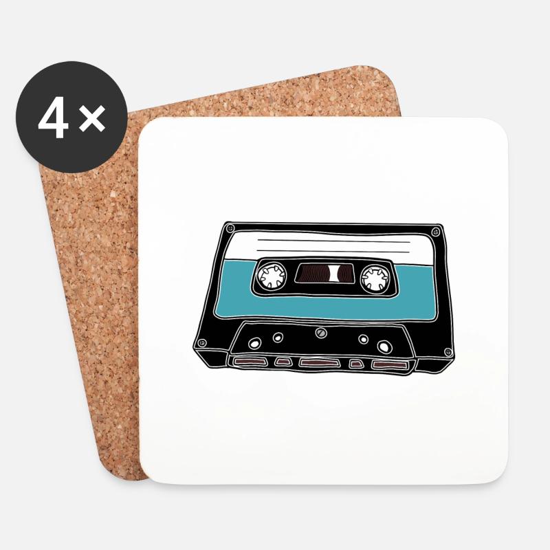 Retro Kassette - Untersetzer (4er-Set) - Weiß
