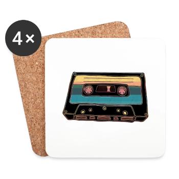 Cassette Vintage années 80 - Dessous de verre (lot de 4) - blanc - Devant
