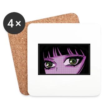 Anime Eyes Vaporwave - Coasters (set of 4) - white - Front