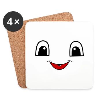 Visage mignon - Dessous de verre (lot de 4) - blanc - Devant