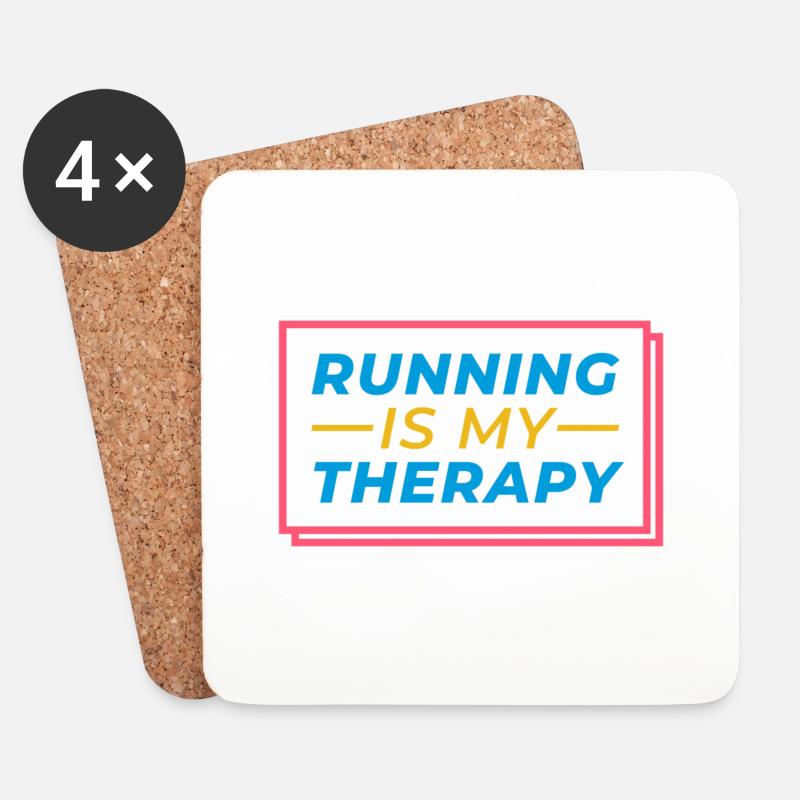 running is my therapy - Untersetzer (4er-Set) - Weiß