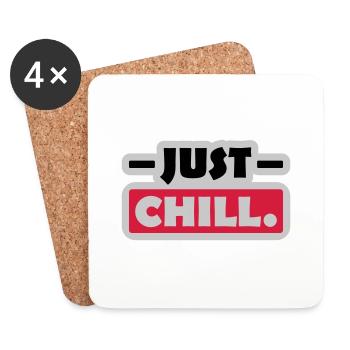 Just Chill Text Logo - Dessous de verre (lot de 4) - blanc - Devant