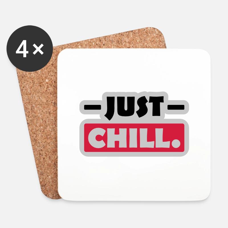 Just Chill Text Logo - Untersetzer (4er-Set) - Weiß