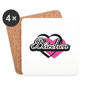 Kosename Bärchen Herz - Untersetzer (4er-Set) - Weiß - Vorne