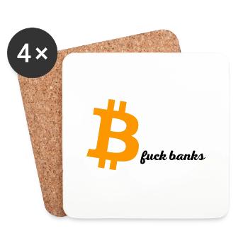 BTC fuck banks - Untersetzer (4er-Set) - Weiß - Vorne