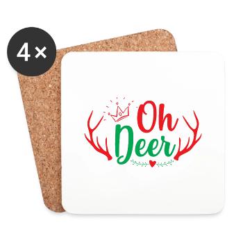 Oh Hirsch - Weihnachtshumor - Untersetzer (4er-Set) - Weiß - Vorne