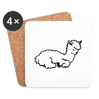 Pyjama lama fatigué Amour l’alpaga vectoriel de lama - Dessous de verre (lot de 4) - blanc - Devant