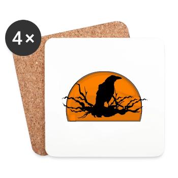 Raven in sunset - Coasters (set of 4) - white - Front