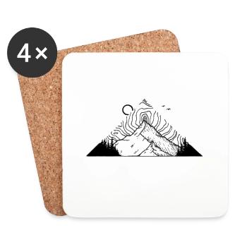 Lignes de contour des montagnes triangulaires - Dessous de verre (lot de 4) - blanc - Devant