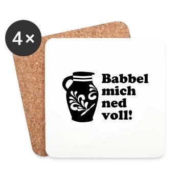 Bembel "Babbel mich ned voll!" Design #Hessen #FFM - Untersetzer (4er-Set) - Weiß - Vorne
