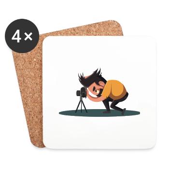 Illustration de photographe drôle - Dessous de verre (lot de 4) - blanc - Devant