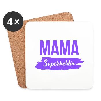 Mama Superheldin - Untersetzer (4er-Set) - Weiß - Vorne