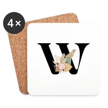 Buchstabe W Blumen - Untersetzer (4er-Set) - Weiß - Vorne