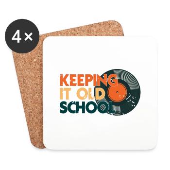 Retro Vintage DJ Keeping It OLD School T-Shirt - Coasters (set of 4) - white - Front