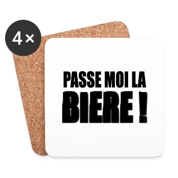Passe moi la Bière ! - Dessous de verre (lot de 4) - blanc - Devant