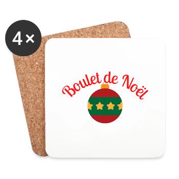 Tee-shirt de Noël | « Boulet de Noël » - Dessous de verre (lot de 4) - blanc - Devant